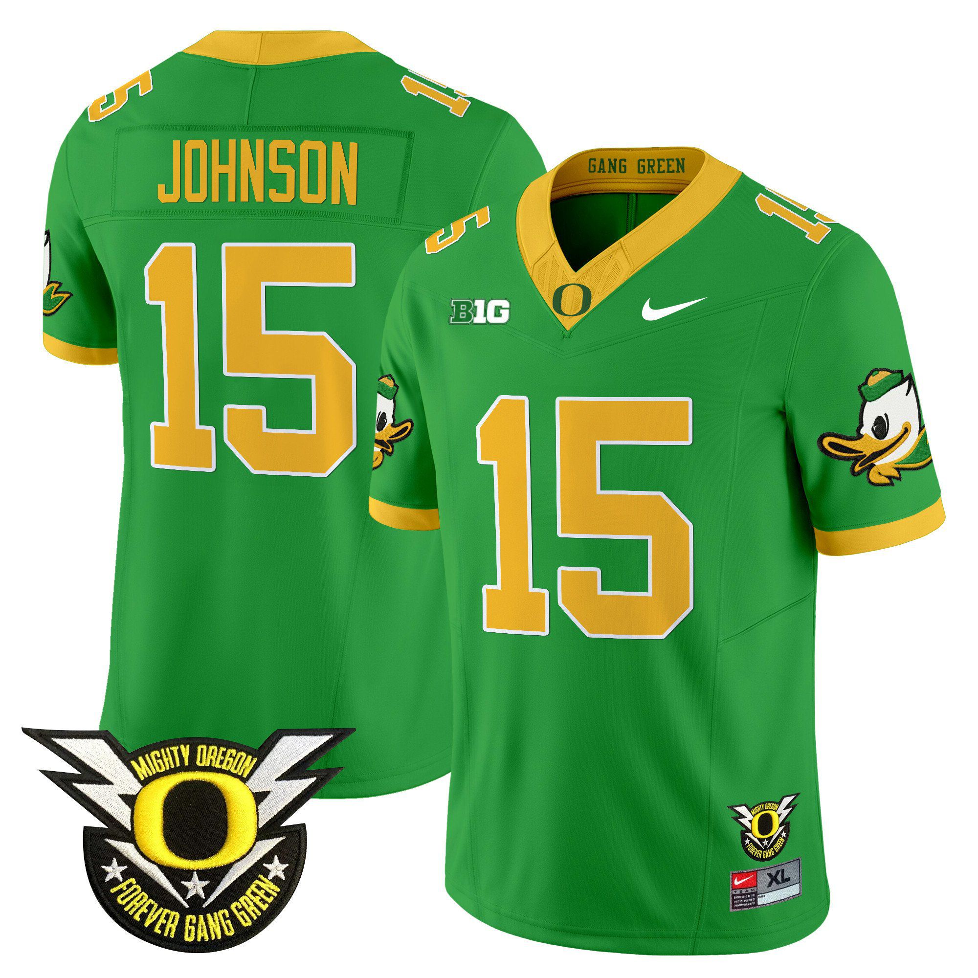 Men Oregon Ducks #15 Johnson Green 2024 Nike Forever Gang Green & BIG Patch Vapor Limited NCAA Jersey->indianapolis colts->NFL Jersey